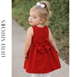 Little Stitches Girls Size 5 Red Party-Holiday Jacquard Dress